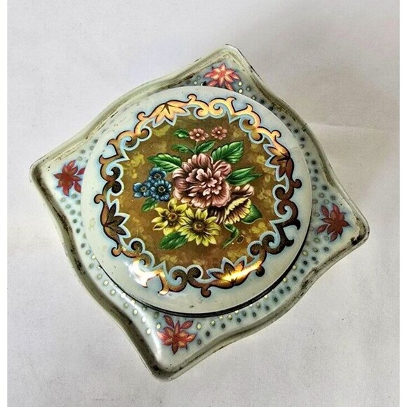 Vintage Daher Biscuit Tin Romance In The Forest Scene 4 1/2" - Picture 4 of 16